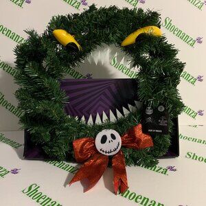 Disney Nightmare Before Christmas Wreath Light Up Eyes Jack Skellington Face Bow